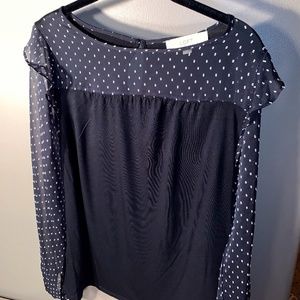 Black mixed media blouse